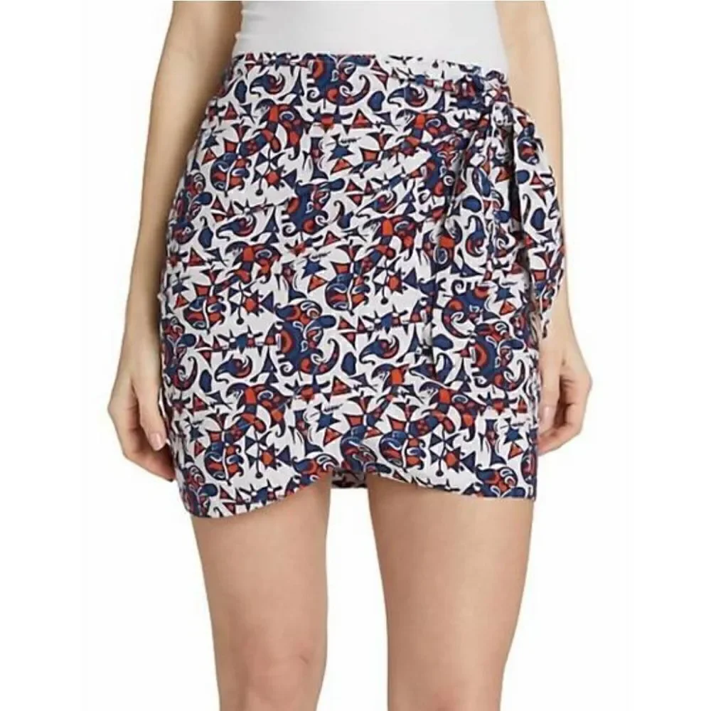 Xirena Geometrical Red Print Wrapping Mini Skirt Size Small